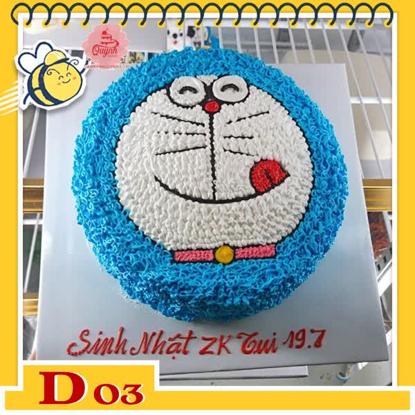 Bánh kem Doremon D03 mặt doraemon màu xanh dễ thương ngộ nghĩnh bé thích mê