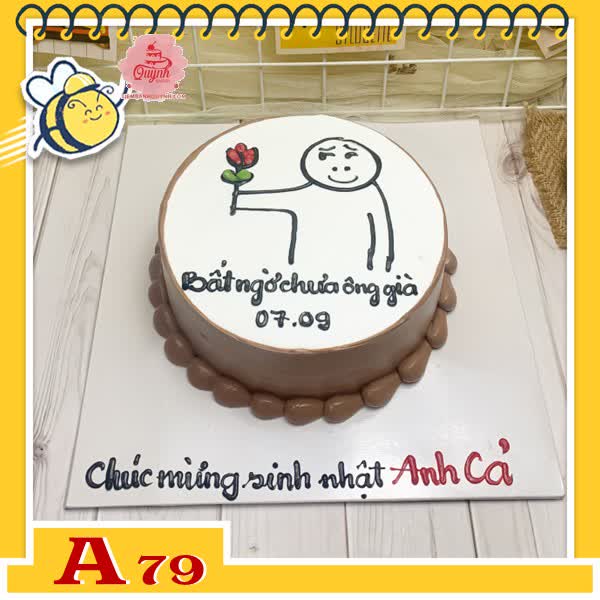 Bánh kem sinh nhật đơn giản A79 bất ngờ chưa bà già bày đặt sinh nhật