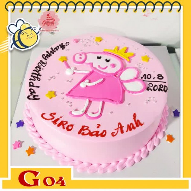 giới thiệu tổng quan Bánh kem bé gái G04 hep peppa dễ thương màu hồng công chúa thích mê
