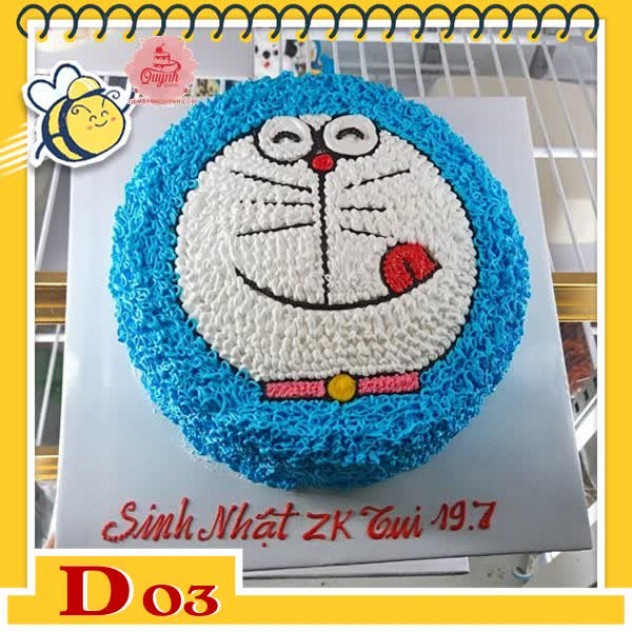 giới thiệu tổng quan Bánh kem Doremon D03 mặt doraemon màu xanh dễ thương ngộ nghĩnh bé thích mê