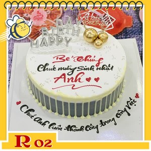 Bánh kem người yêu R02 nền xám phủ socola trắng cùng bộ phụ kiện hiện đại