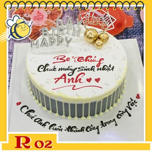 giới thiệu tổng quan Bánh kem người yêu R02 nền xám phủ socola trắng cùng bộ phụ kiện hiện đại