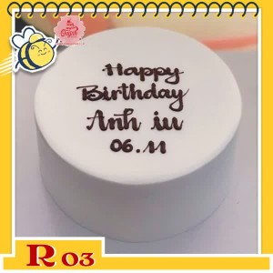 Bánh kem người yêu R03 đơn giản như đang giỡn full trắng ghi chữ ở giữa