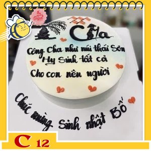 Bánh kem tặng cha C12 viết câu thơ ý nghĩa cảm động và chữ thư pháp con đò người Cha quá đẹp