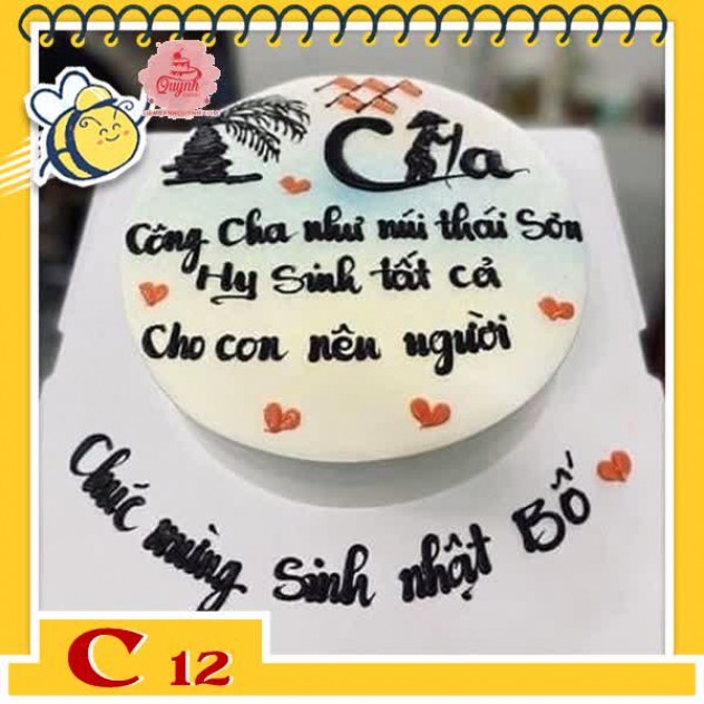 giới thiệu tổng quan Bánh kem tặng cha C12 viết câu thơ ý nghĩa cảm động và chữ thư pháp con đò người Cha quá đẹp