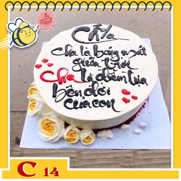 giới thiệu tổng quan Bánh kem tặng cha C14 chữ thư pháp câu thơ ý nghĩa gửi gắm cho người Bố thân yêu