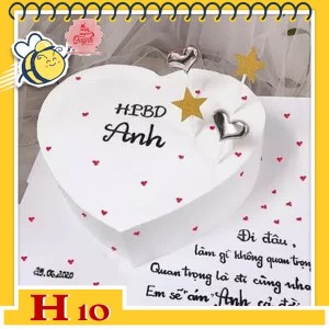 Bánh kem tặng người yêu H10 trái tim trắng tinh khôi điểm xuyết tim đỏ bé xinh khắp bánh cực tinh tế
