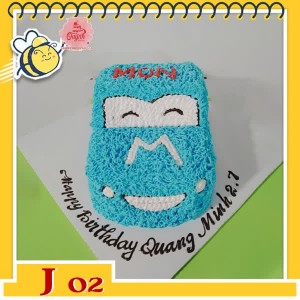 Bánh kem xe ô tô J02 xe 4 bánh màu xanh ô tô cho bé mơ ước